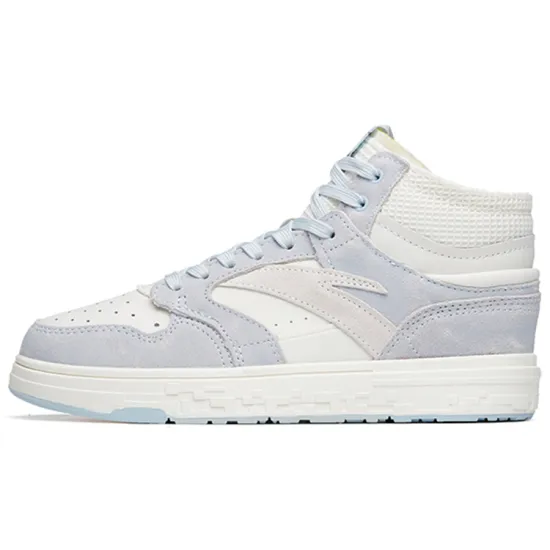 Anta Street Naughty Slip-Resistant Mid-Top Skateboard Shoes Women's White Blue