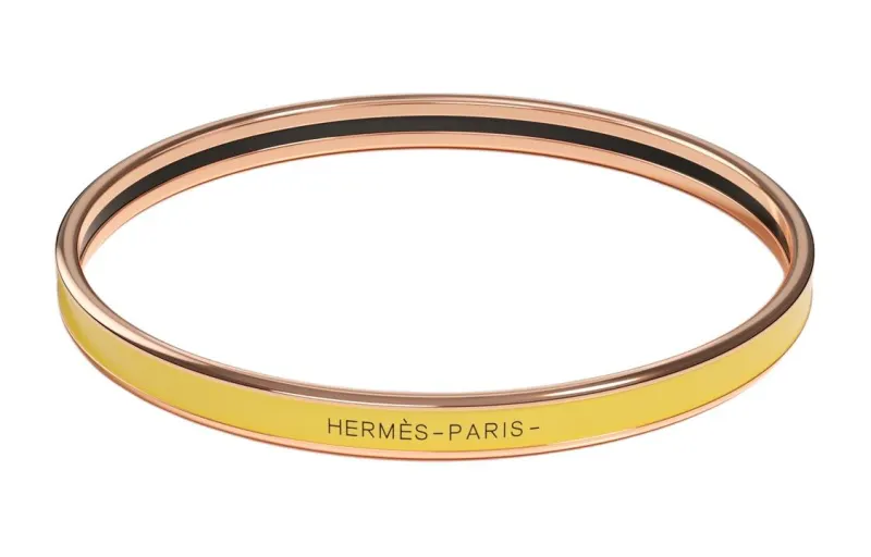 HERMES Uni Enamel Bangles Women's Yellow