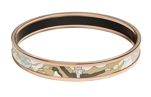 HERMES Enamel Bangles Women's Rose Gold