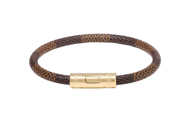 LOUIS VUITTON Canvas Metal Bangles Women's Brown Gold