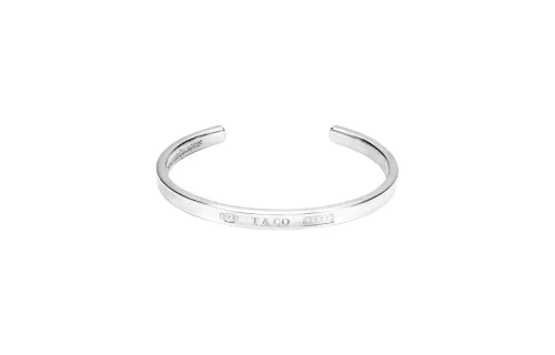 TIFFANY & CO. 1990-2023 Sterling Silver 1837 Narrow Cuff Bangle Bracelet