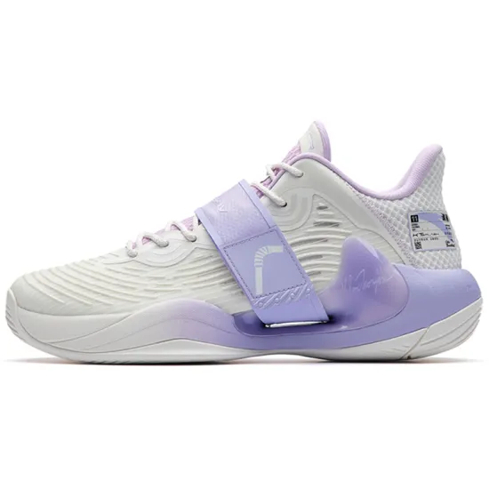 ANTA Water Flower 4 Basketball Shoes Men Low-Top Ivory White/Light Pink Purple