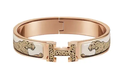 HERMES Clic H Enamel Bangles Women's Rose Gold