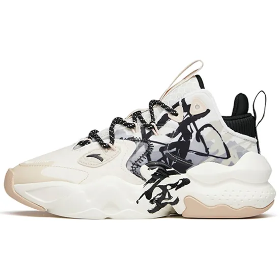 ANTA Bastard Casual Shoes Women's Low-Top Ivory White Black/Muddy Sand Gray