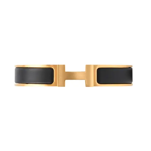 HERMES Enamel Bangles Unisex Black