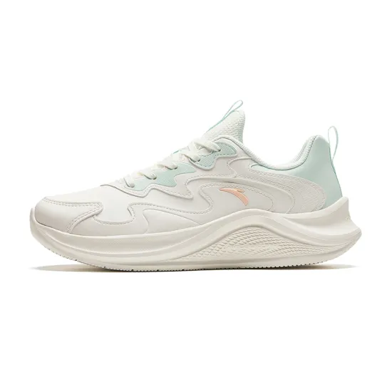 Anta Walk Cushioning Anti Slip And Wear Resistant Lightweight Rebound Low Top Casual Running Shoes Women's White Blue