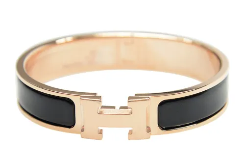 HERMES Clic H Bangles Women's Black