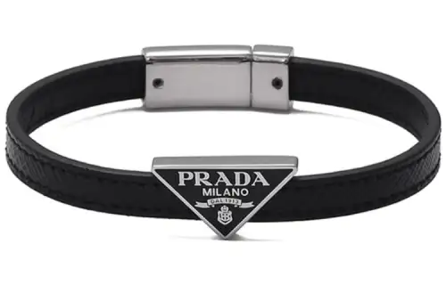 PRADA Leather Bangles Men's Black