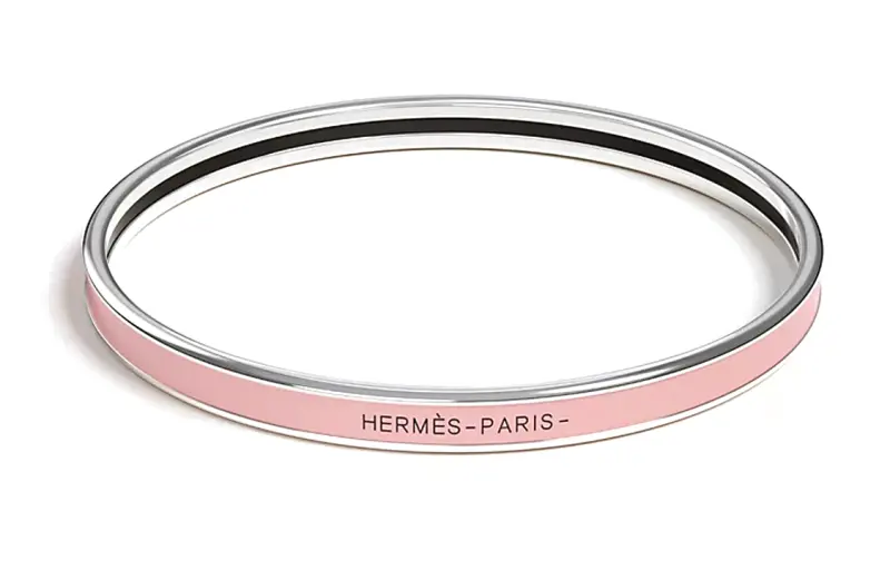 HERMES Enamel Bangles Women's Pink