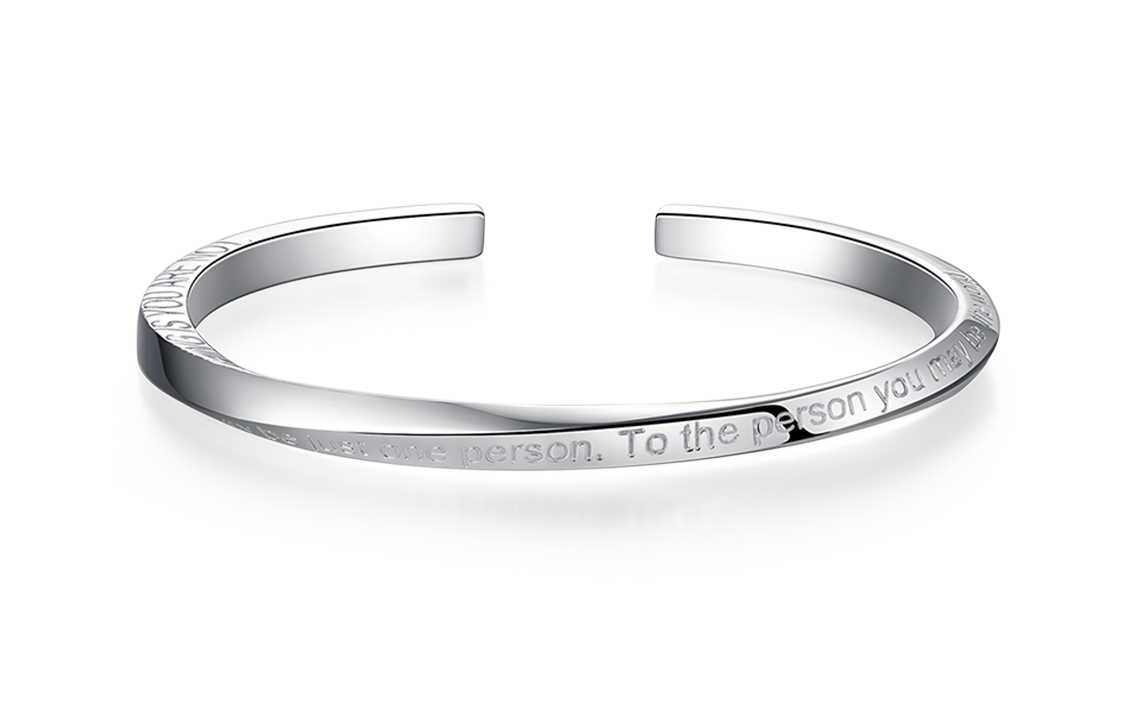 Silver bracelet, small design gift box with letters for men and women, city style, silver 999 sample, material, for beloved