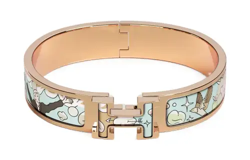 HERMES Clic H Print Enamel Bangles Women's