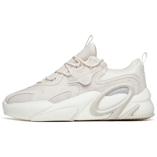 ANTA AT91 Skateboard Shoes Women's Low-Top Mud Sand Gray/Ivory White