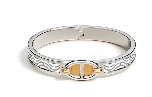 HERMES Mini Clic Chaine D'Ancre Bangles Women's Silver