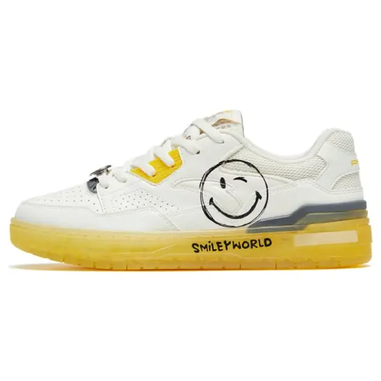 ANTA Young Generation Skateboard Shoes Women's Low-Top White Yellow
