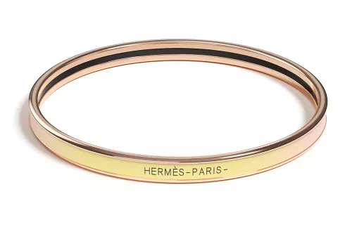 HERMES Gold Plated Bangles Women's Yellow/Pink