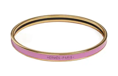 HERMES Uni Enamel Bangles Women's Pink