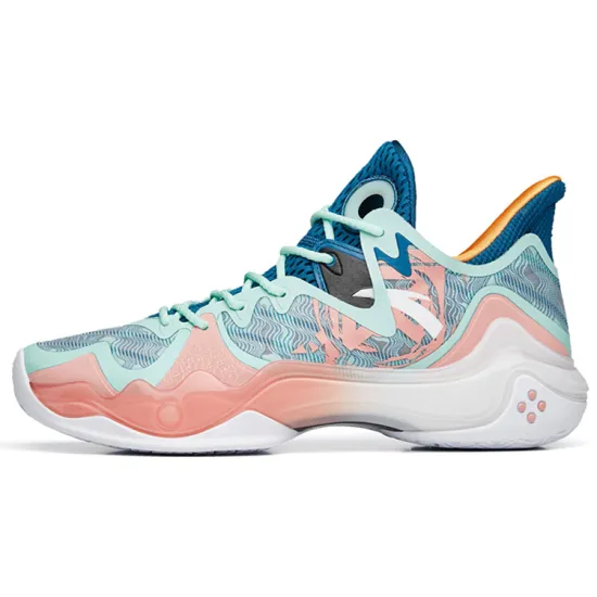 ANTA Shock Wave 4 Basketball Shoes Men Mid-Top White Blue Pink