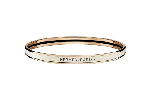 HERMES Uni Rose Gold plated Bangles Women's Cream White
