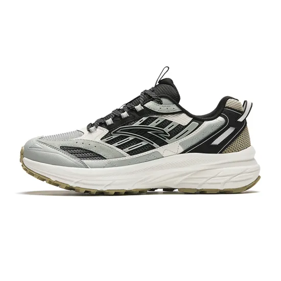 Anta Cushioned Slip Resistant Abrasion Resistant Low Top Running Shoes Men's Gray Green Black