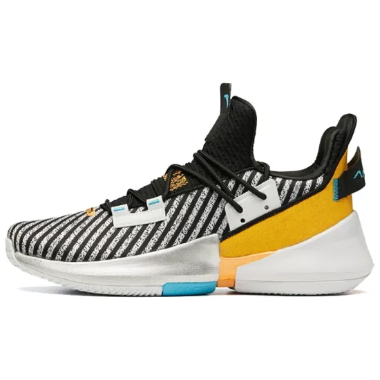 ANTA Airspace 2 Basketball Shoes Men Low-Top Black White Gold