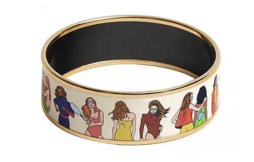 HERMES Enamel, Gilded Bangles Women's Multicolor