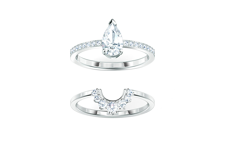 Swarovski Swarovski, elegant platinum ring drop-shaped, women's style