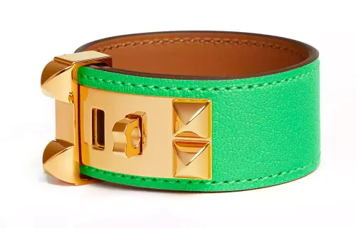 HERMES Collier De Chien Goatskin Wristbands Women's Green
