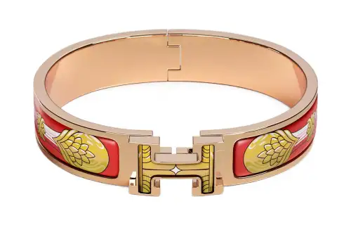 HERMES Clic H Patterned Print Bangles Women's