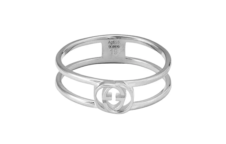 GUCCI Interlocking 925 Sterling Silver Rings Unisex Silver