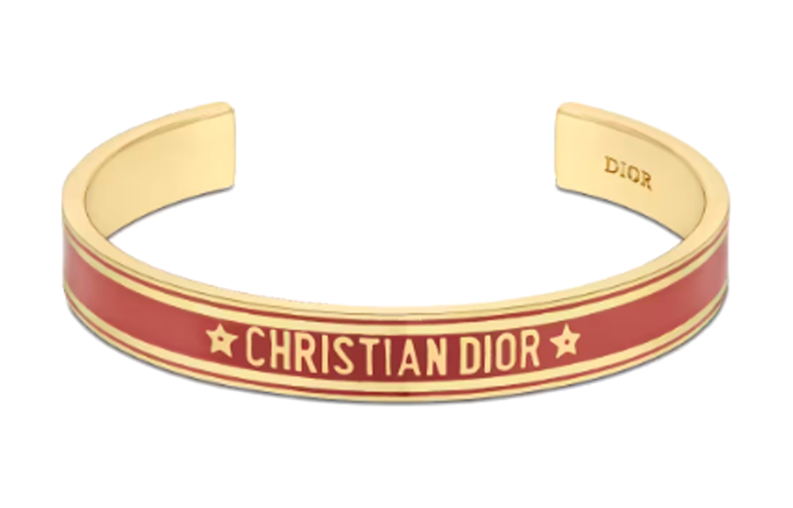 DIOR Dior logo letter decoration metal bracelet women's red brown
