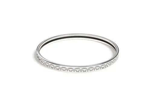 HERMES Enamel, Palladium Plated, Metal Bangles Women's Silver