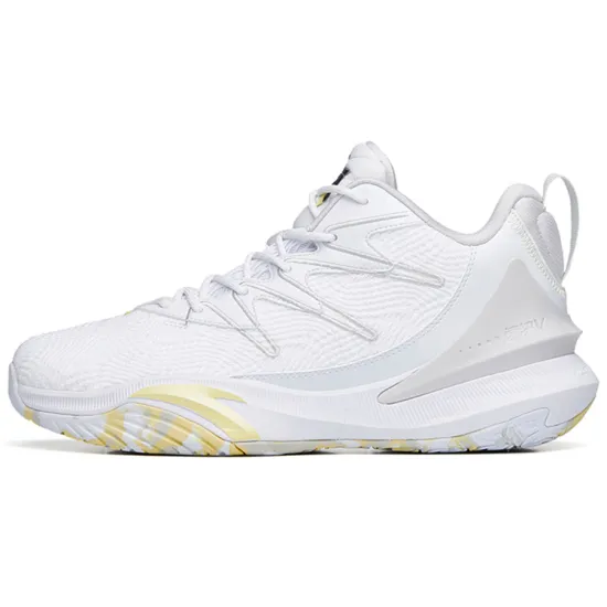 ANTA The Dagger 5 Basketball Shoes Men Low-Top ANTA White/Light Silver Gray/Beige Velvet