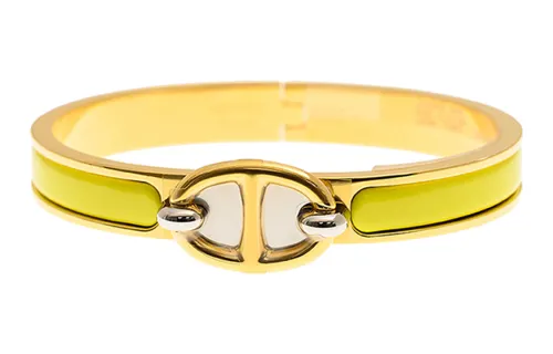 HERMES Mini Clic Chaine D'Ancre Bangles Women's Yellow