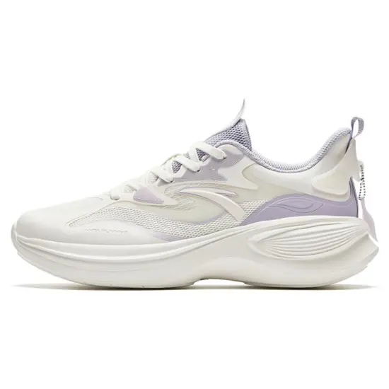 Anta Leaf 3.0 Cushioning Wear Resistant Low Top Sprint Running Shoes Women's Ivory White Purple
