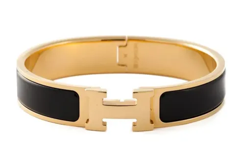 HERMES Bracelet Narrow Clic Clac H Enamel Gm Black
