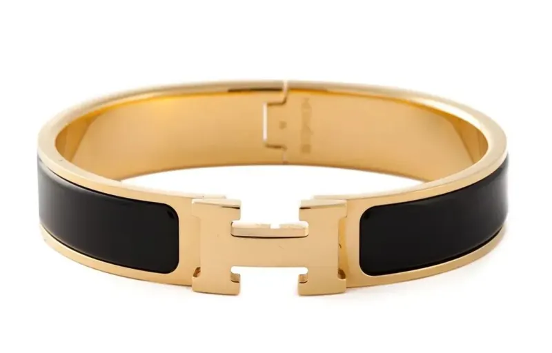 HERMES Bracelet Narrow Clic Clac H Enamel Gm Black