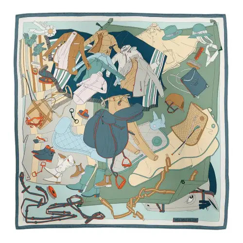 HERMES Mulberry Silk Scarves Unisex Green