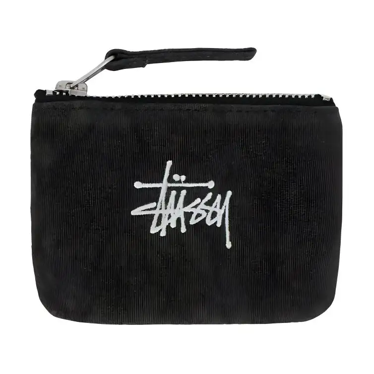 Stussy Cotton Canvas Bag Coin Wallet Purse Unisex Black