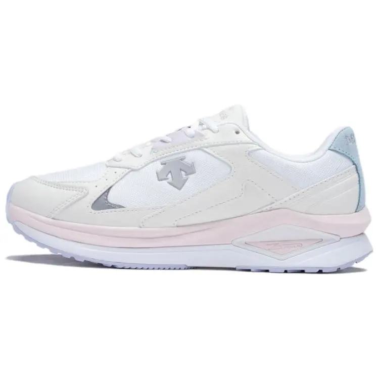 DESCENTE Slip Resistant Abrasion Resistant Low top Casual Running Shoes Unisex White Pink