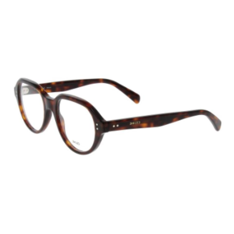 CELINE Brand Logo Oval Eyeglass Frames Unisex Tortoiseshell