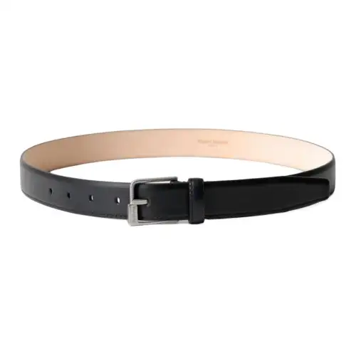 Maison Margiela Carving Logo Cow Leather Belts Men's Black Width 3cm