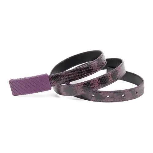 Bottega Veneta Textured Design Leather Belts Women's Purple