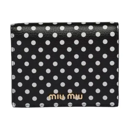 MIU MIU Madras Leather Wallet Women's Black