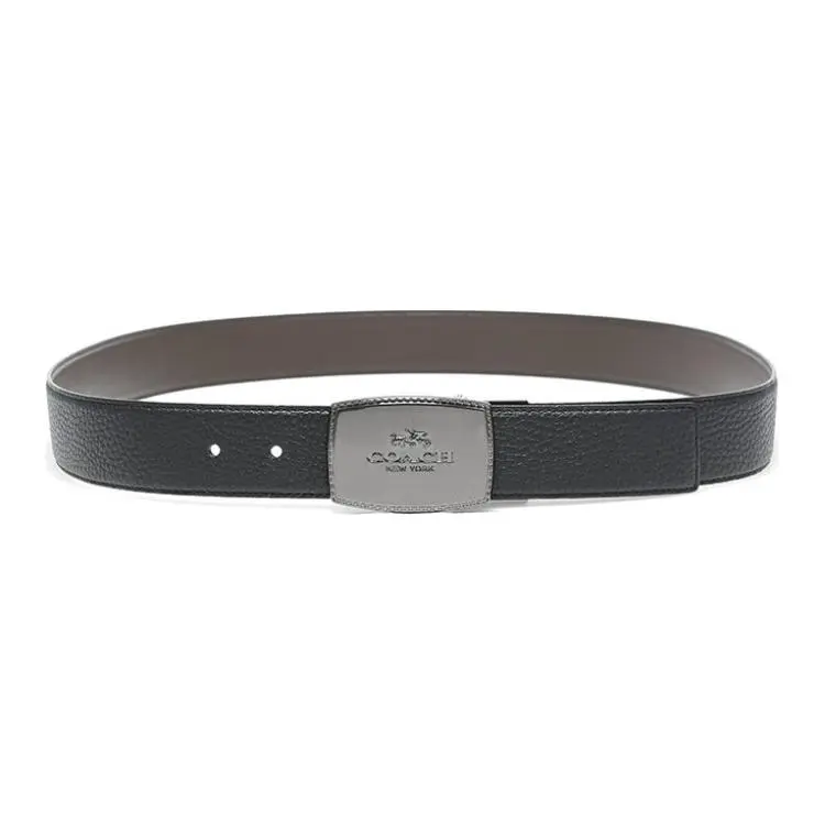 COACH Leather Belts Men's Black Width 3.7cm