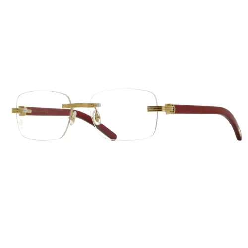 CARTIER Metal Rectangular Eyeglass Frames Unisex Burgundy