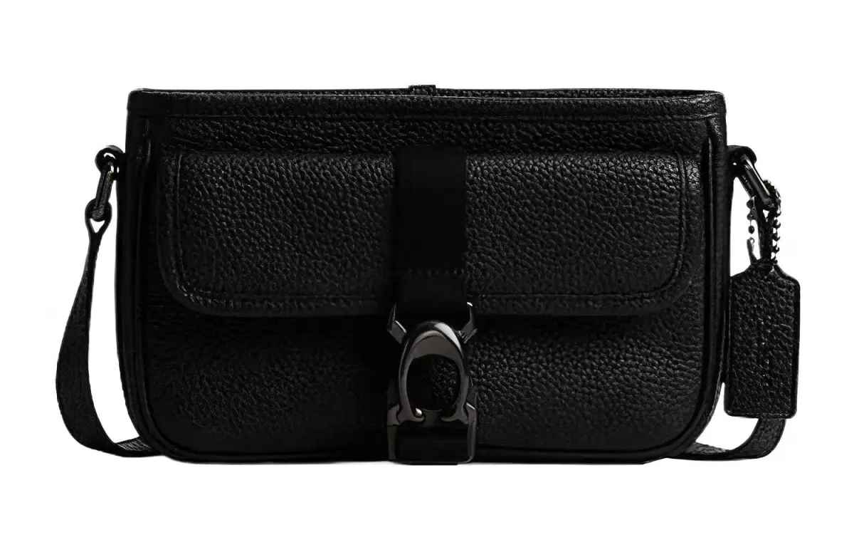 COACH Beck Cow Leather Shoulder Bag, Crossbody Bag Small Men's Black