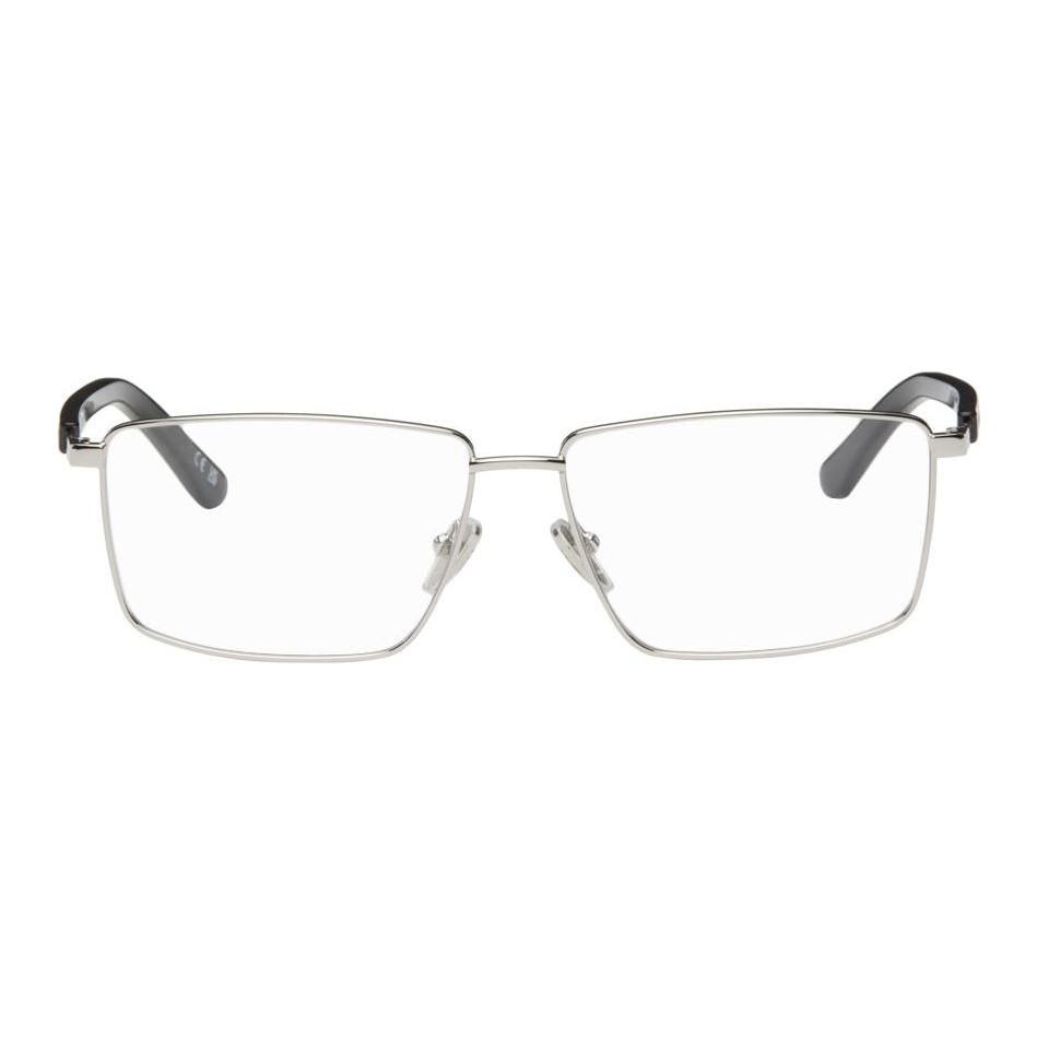 Balenciaga Metal Acetate Irregular Shape Eyeglass Frames Men's Silver