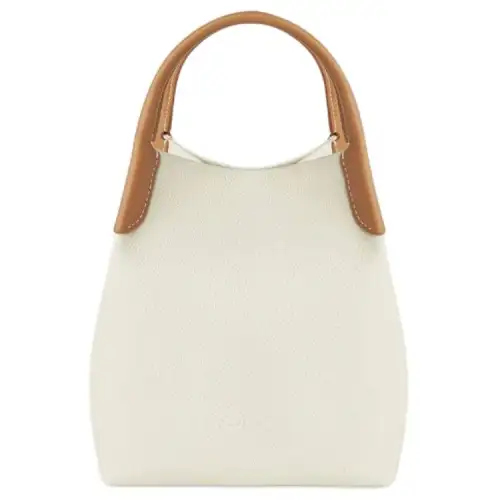 Loro Piana Cow Leather Handbag Small Women's Whisper White & Wheat Bran/Sun Gold