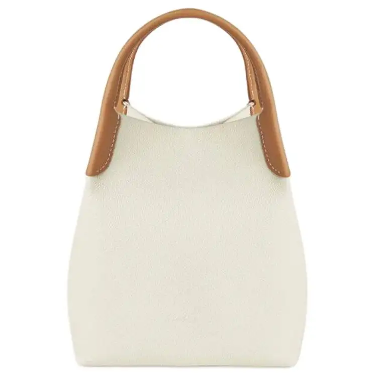 Loro Piana Cow Leather Handbag Small Women's Whisper White & Wheat Bran/Sun Gold