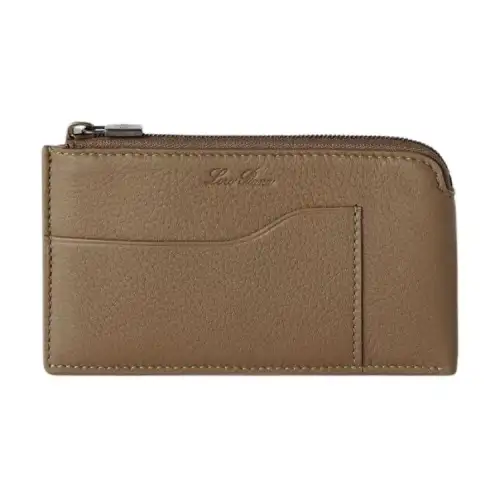 Loro Piana Cow Leather Card Holder Men's Dark Coffee Brown